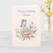 Magical Rose and Butterfly Pastel Colors Birthday カード (黄色い花)