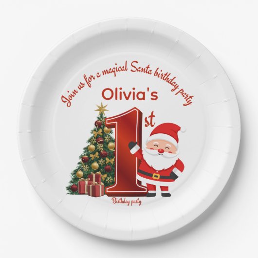 Magical Santa Birthday Design for Kids ペーパープレート (正面)