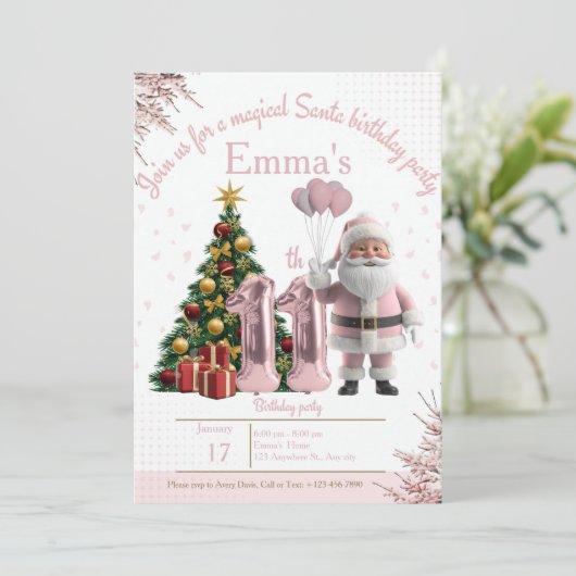 Magical Santa Birthday Invitation – 11th Birthday サンキューカード (スタンド正面)