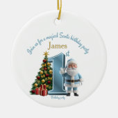 Magical Santa Birthday Invitation – 1st Birthday セラミックオーナメント (正面)