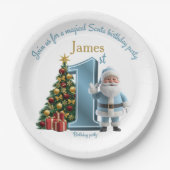 Magical Santa Birthday Invitation – 1st Birthday ペーパープレート (正面)