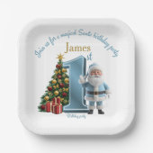 Magical Santa Birthday Invitation – 1st Birthday ペーパープレート (正面)