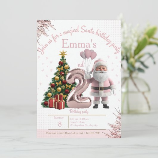 Magical Santa Birthday Invitation – 2nd Birthday サンキューカード (スタンド正面)