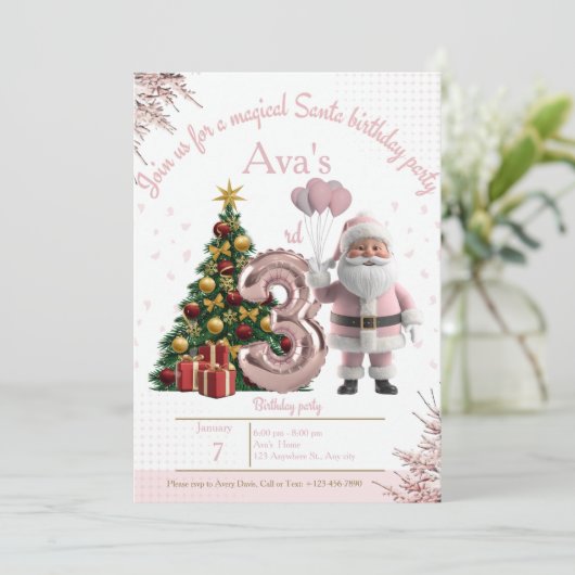 Magical Santa Birthday Invitation – 3rd Birthday サンキューカード (スタンド正面)