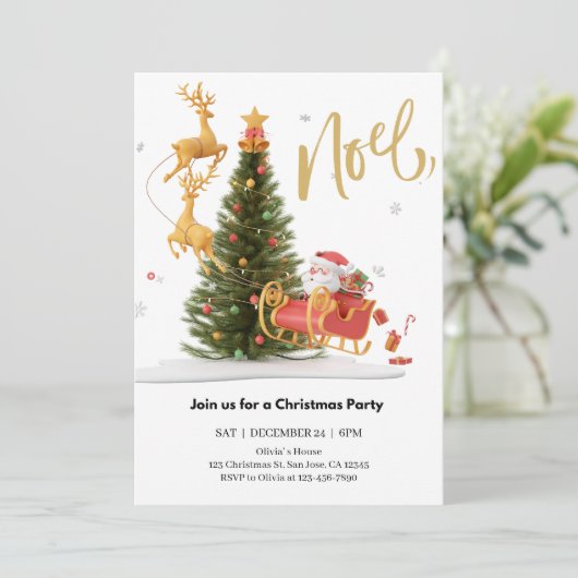 Magical Santa Claus Riding Sleigh Christmas Party 招待状 (スタンド正面)