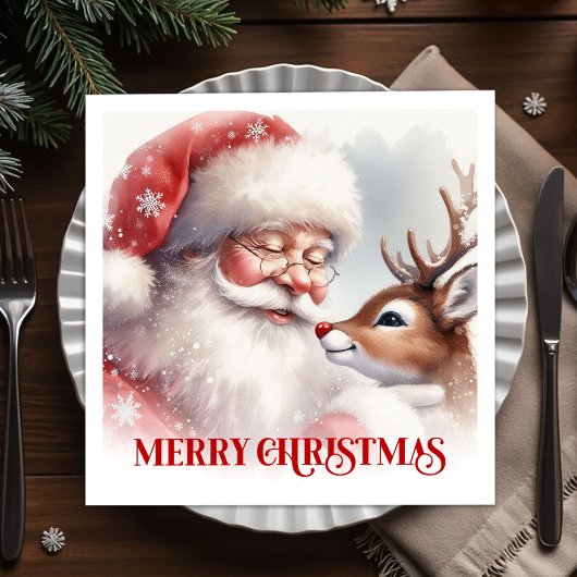 Magical Santa Rudolph Festive Dinner Napkins スタンダードカクテルナプキン