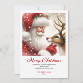 Magical Santa With Rudolph Classic Christmas Card シーズンカード (正面)