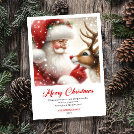 Magical Santa With Rudolph Classic Christmas Card シーズンカード