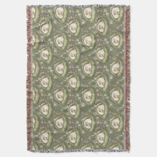 Magical Sleeping Bunny & Fairies in the Forest スローブランケット (正面縦)