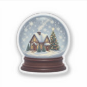 Magical Snow Globe Christmas House & Tree  シール (正面)