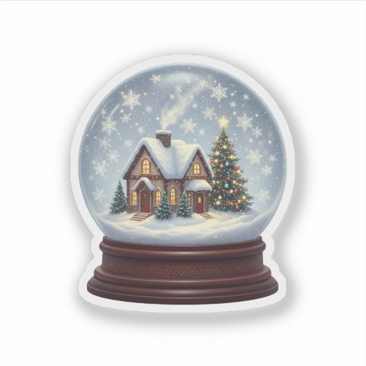 Magical Snow Globe Christmas House & Tree  シール (正面)