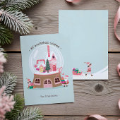 Magical Snow Globe Santa's Elves Pink Workshop シーズンカード