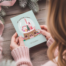 Magical Snow Globe Santa's Elves Pink Workshop シーズンカード