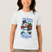 Magical Snowman Christmas Delivery Tee fun holiday トライブレンドＴシャツ (正面)