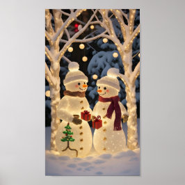 Magical Snowman Christmas Lights ポスター