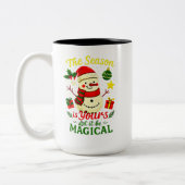 Magical Snowman Christmas Mug Cozy Holiday winter ツートーンマグカップ (左)