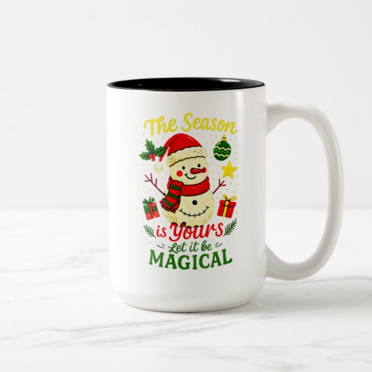 Magical Snowman Christmas Mug Cozy Holiday winter ツートーンマグカップ (右)