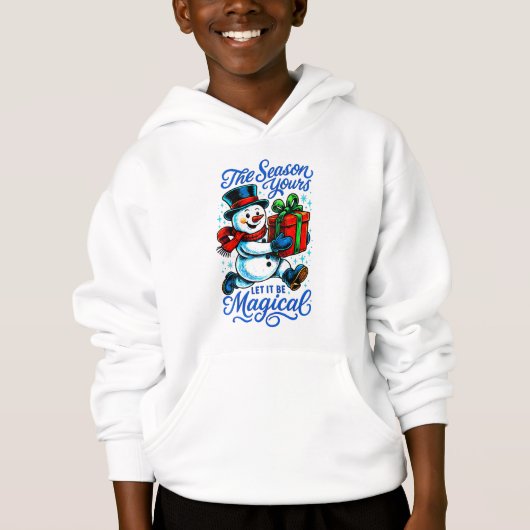 Magical Snowman Christmas Pullover Hoodie for Boys (正面)