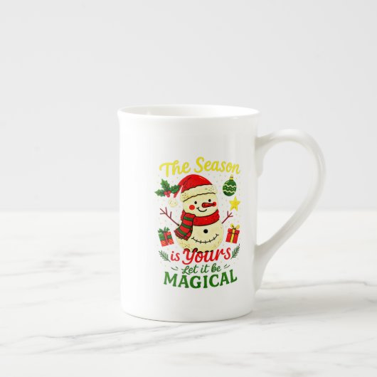 Magical Snowman Novelty Mug Unique Christmas Speci ボーンチャイナマグカップ (右)