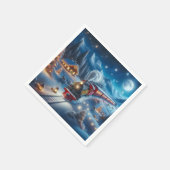 Magical Snowy Christmas Train Winter Scene スタンダードカクテルナプキン (角)