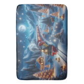 Magical Snowy Christmas Train Winter Scene バスマット (正面縦)