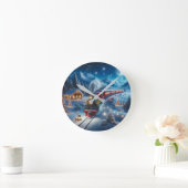 Magical Snowy Christmas Train Winter Scene ラウンド壁時計 (ホーム)