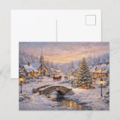 Magical Snowy Christmas Village at Sunset シーズンポストカード (正面/裏面)