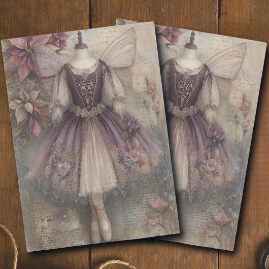 Magical Sugar Plum Fairy Ballerina Art Decoupage 薄葉紙