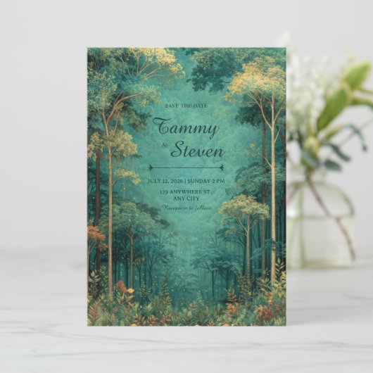 Magical Teal Forest Firefly Wedding 招待状 (スタンド正面)