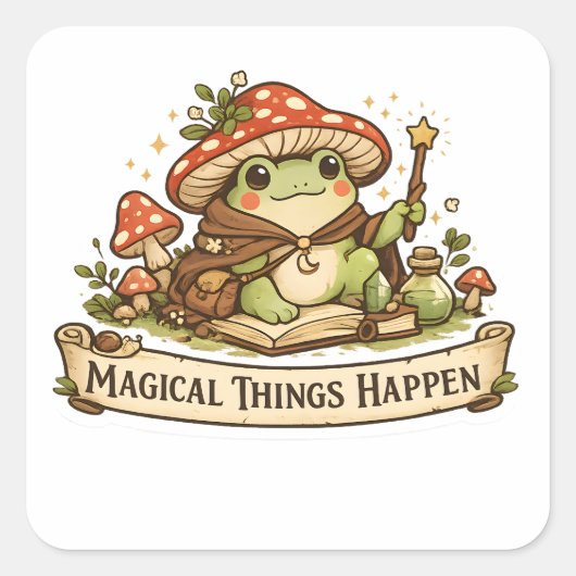 Magical Things Happen かわいいカエル ステッカー | Cottagec (正面)