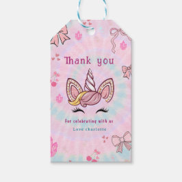 Magical Tie Dye Unicorn Coquette Bow ギフトタグ