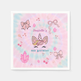 Magical Tie Dye Unicorn Coquette Bow Birthday  スタンダードカクテルナプキン