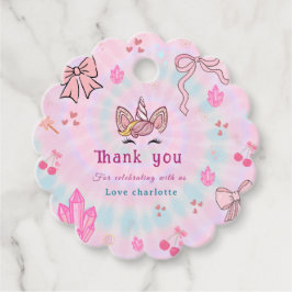 Magical Tie Dye Unicorn Coquette Bow Birthday  フェイバータグ