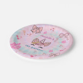 Magical Tie Dye Unicorn Coquette Bow Birthday ペーパープレート (アングル)