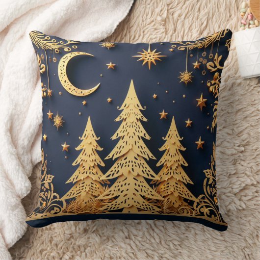 Magical Tree Scene – Yuletide Glimmers クッション (ブランケット)