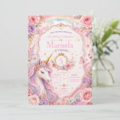 Magical Unicorn 誕生日招待状 | ピンク パープル 招待状 (スタンド正面)