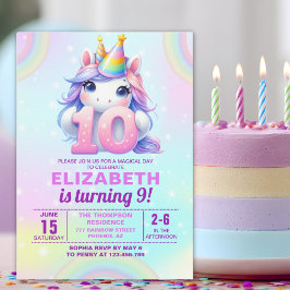 Magical Unicorn 10th Birthday for Girls 招待状