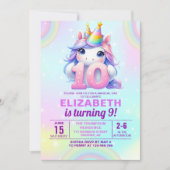 Magical Unicorn 10th Birthday for Girls 招待状 (正面)