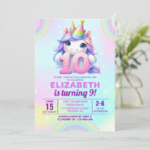 Magical Unicorn 10th Birthday for Girls 招待状 (スタンド正面)