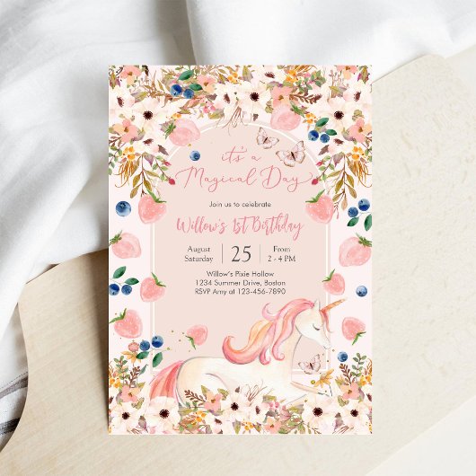 Magical Unicorn 1st Birthday Invitation 招待状