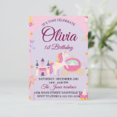 Magical Unicorn 1st Birthday Invitation for Girls サンキューカード (スタンド正面)