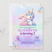 Magical Unicorn 2nd Birthday Invitation for Girls 招待状 (正面)