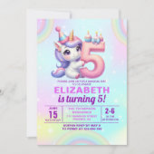 Magical Unicorn 5th Birthday – Rainbow theme 招待状 (正面)