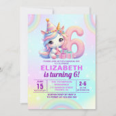 Magical Unicorn 6th Birthday – Rainbow 招待状 (正面)
