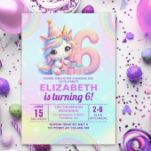 Magical Unicorn 6th Birthday – Rainbow 招待状