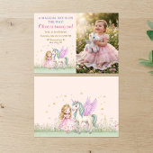 Magical Unicorn and Princess Photo Birthday 招待状