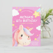 Magical Unicorn Birthday Invitation for Kids 招待状 (スタンド正面)