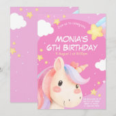 Magical Unicorn Birthday Invitation for Kids 招待状 (正面/裏面)