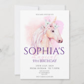 Magical Unicorn Birthday Invitation Rainbow 招待状 (正面)