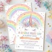 Magical Unicorn Birthday Invitation Rainbow Invite 招待状
